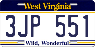 WV license plate 3JP551