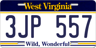 WV license plate 3JP557