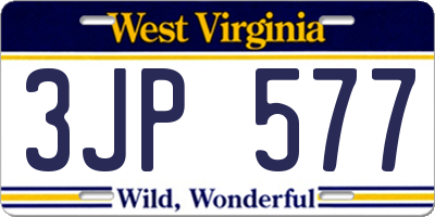 WV license plate 3JP577