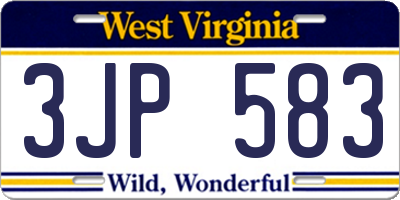WV license plate 3JP583