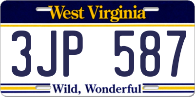 WV license plate 3JP587
