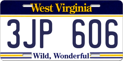 WV license plate 3JP606