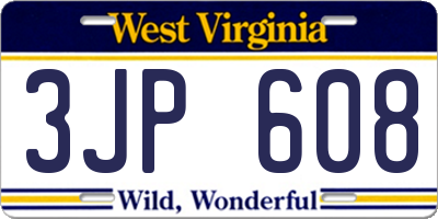 WV license plate 3JP608