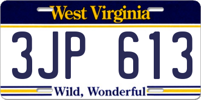 WV license plate 3JP613