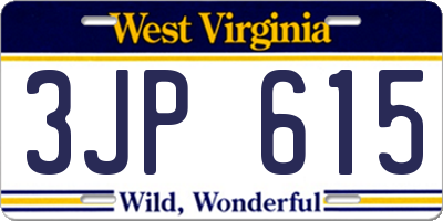 WV license plate 3JP615