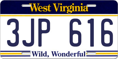 WV license plate 3JP616