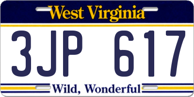 WV license plate 3JP617