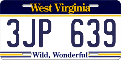 WV license plate 3JP639