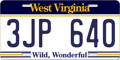WV license plate 3JP640
