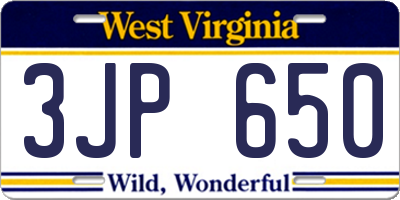 WV license plate 3JP650