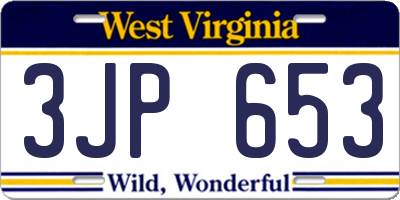 WV license plate 3JP653
