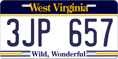 WV license plate 3JP657