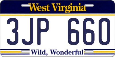 WV license plate 3JP660