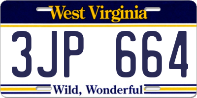 WV license plate 3JP664