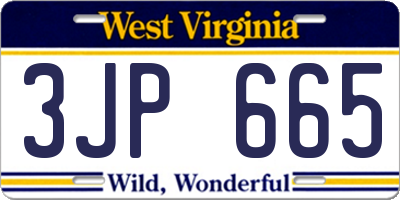 WV license plate 3JP665