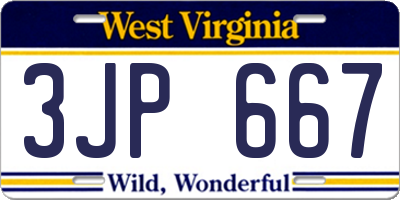 WV license plate 3JP667