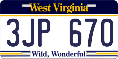 WV license plate 3JP670