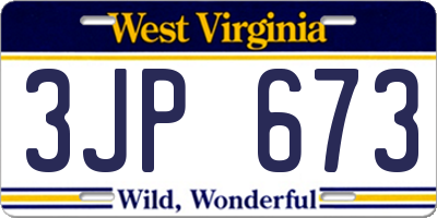 WV license plate 3JP673