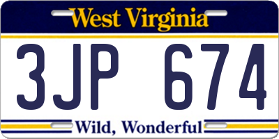 WV license plate 3JP674
