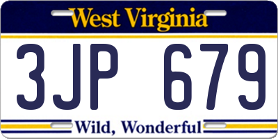 WV license plate 3JP679