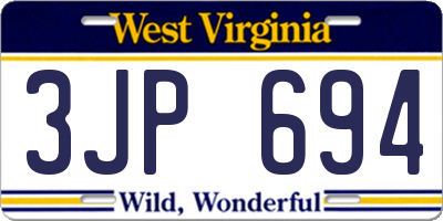 WV license plate 3JP694