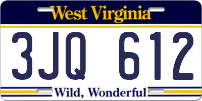 WV license plate 3JQ612