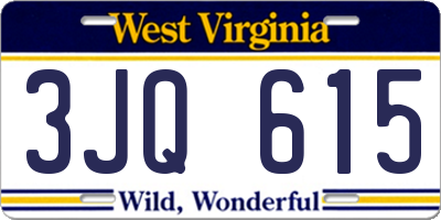 WV license plate 3JQ615
