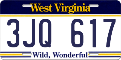 WV license plate 3JQ617