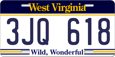 WV license plate 3JQ618