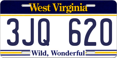 WV license plate 3JQ620