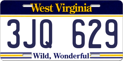 WV license plate 3JQ629