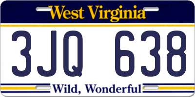 WV license plate 3JQ638