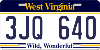WV license plate 3JQ640