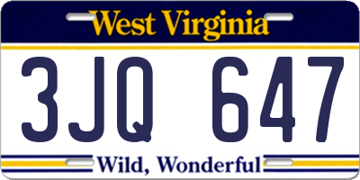 WV license plate 3JQ647
