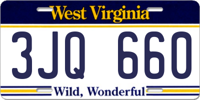 WV license plate 3JQ660