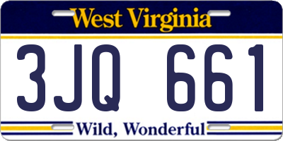 WV license plate 3JQ661