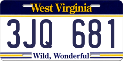 WV license plate 3JQ681