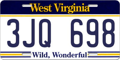 WV license plate 3JQ698