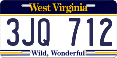 WV license plate 3JQ712