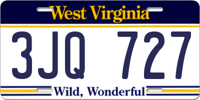 WV license plate 3JQ727