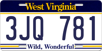 WV license plate 3JQ781