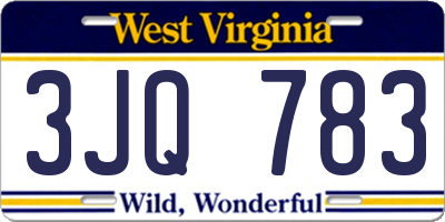 WV license plate 3JQ783