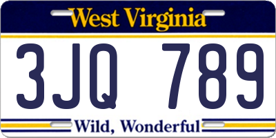 WV license plate 3JQ789