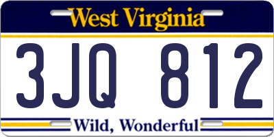 WV license plate 3JQ812