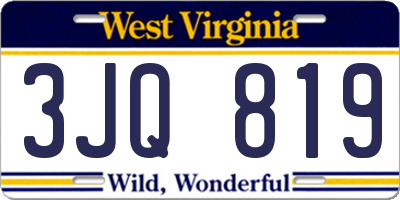 WV license plate 3JQ819
