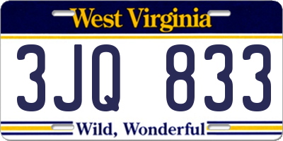 WV license plate 3JQ833