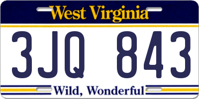 WV license plate 3JQ843