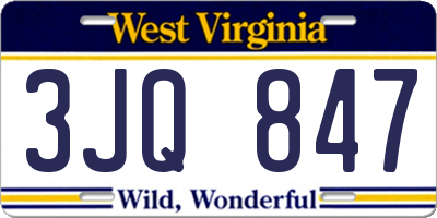 WV license plate 3JQ847