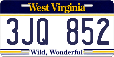 WV license plate 3JQ852