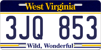 WV license plate 3JQ853